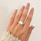 925 Sterling Silver Oval Ring Band Minimalist Ring Geometric Round Circle Ring