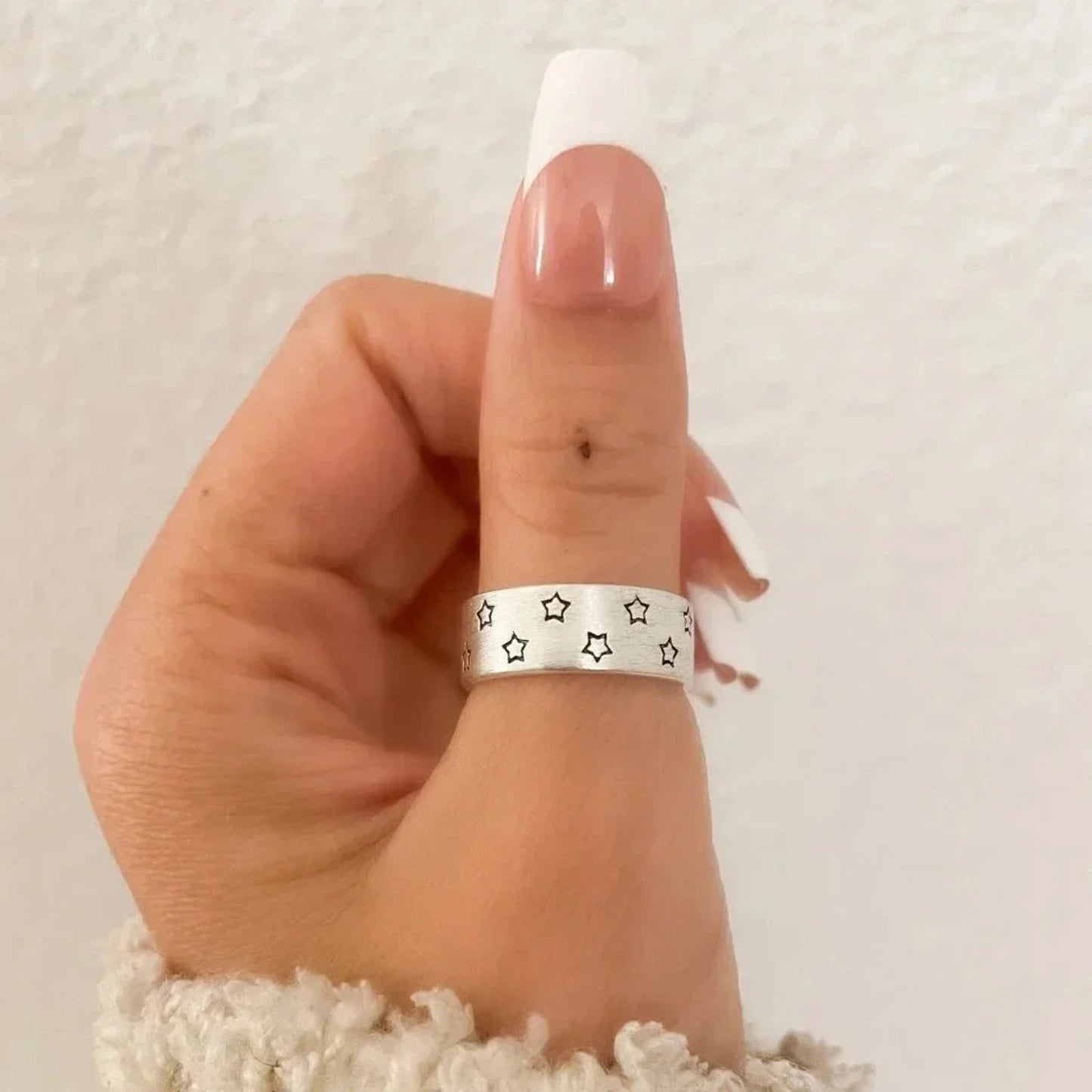 925 Sterling Silver Star Ring Matte Silver Ring Star Ring Band Minimalist Ring
