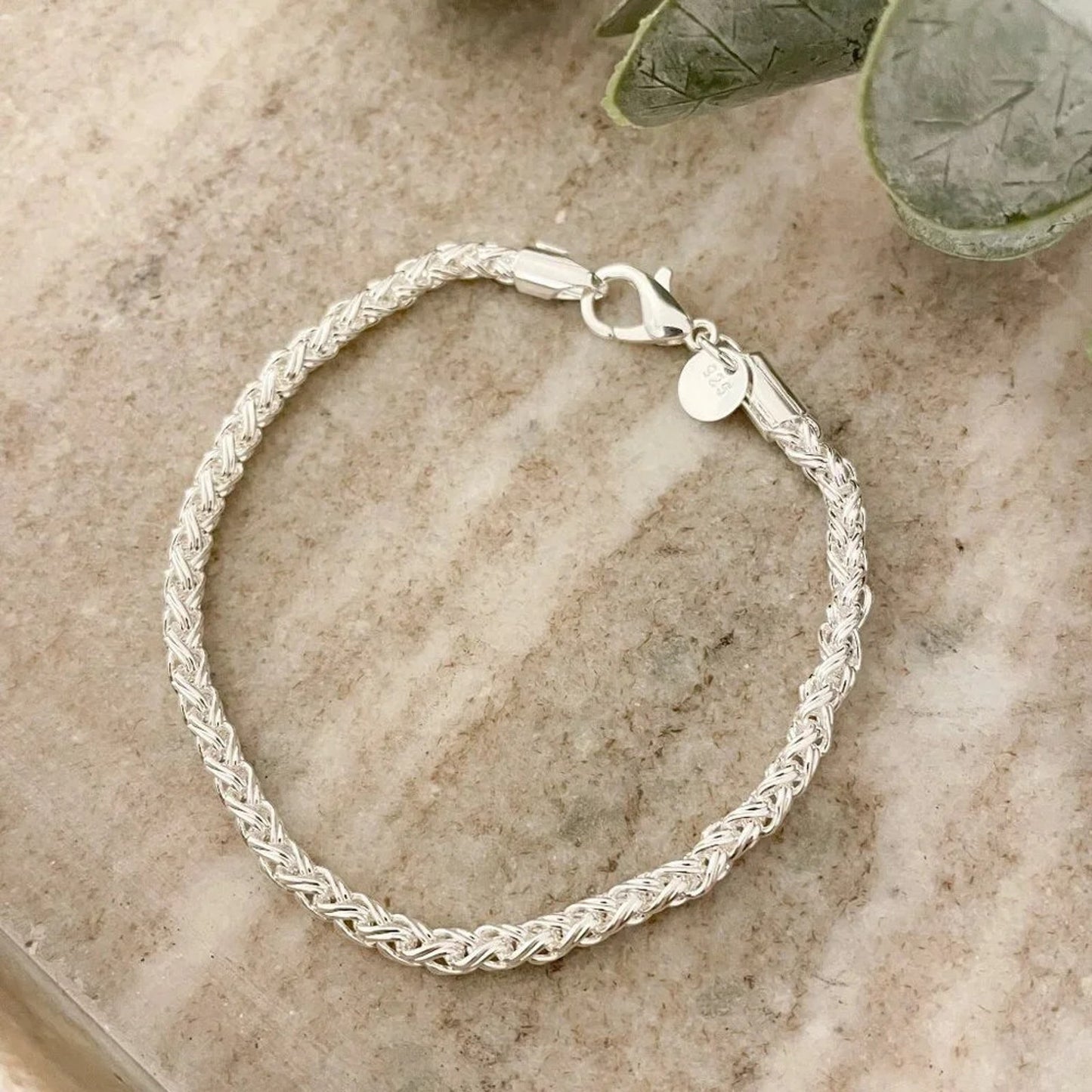 925 Sterling Silver Dainty Twist Chain Bracelet Stackable Chain Bracelet