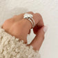 925 Sterling Silver Textured Foil Heart Ring Geometric Ring Silver Heart Ring