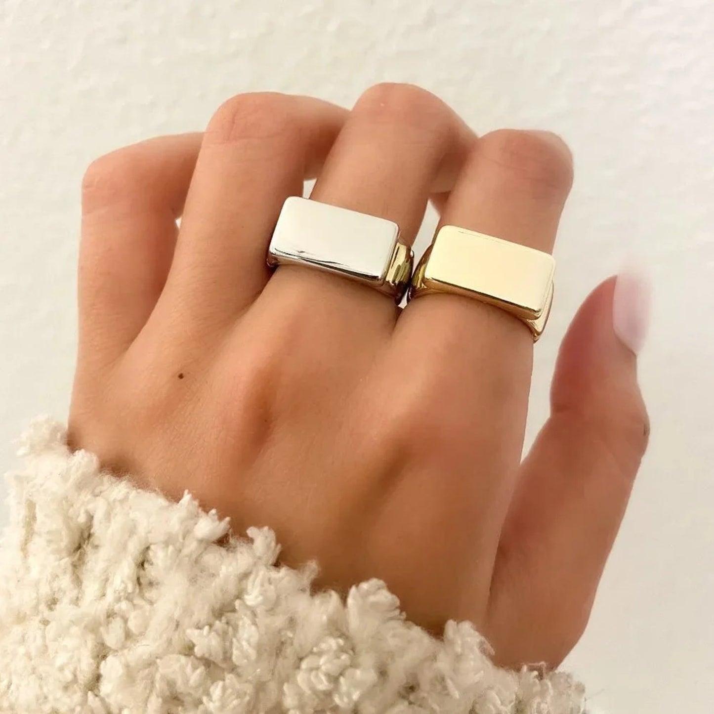 925 Sterling Silver Chunky Bar Ring Statement Ring Thick Ring
