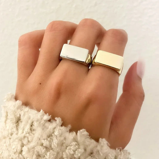 925 Sterling Silver Chunky Bar Ring Statement Ring Thick Ring