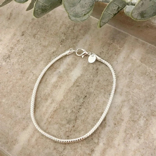 925 Sterling Silver Dainty Snakechain Bracelet Snake Chain Bracelet 3 MM