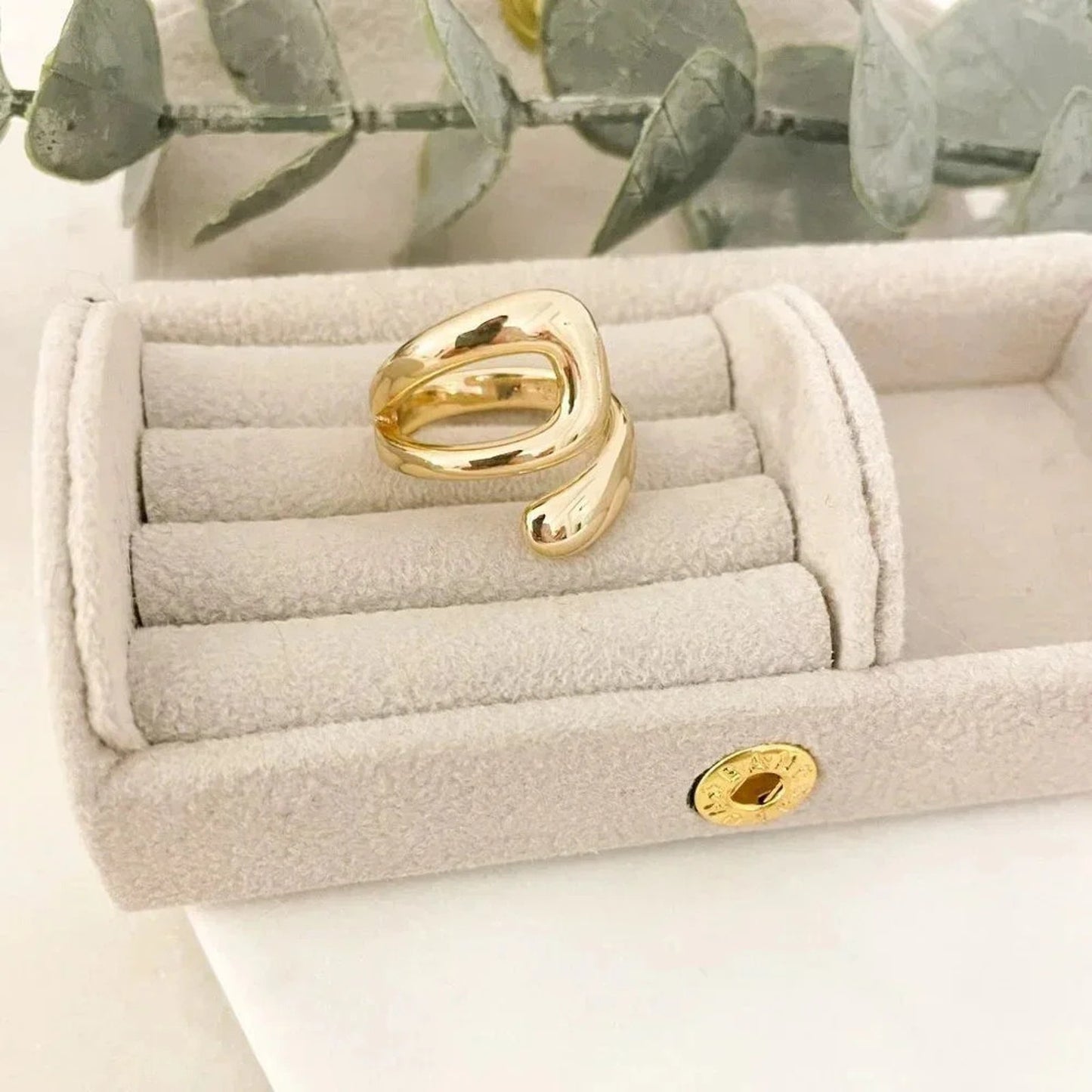 925 Sterling Silver Gold Chunky Bold Statement Ring Large Wrap Ring