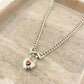 925 Sterling Silver Curb Chain Link Necklace Heart Necklace Heart Lock Chain