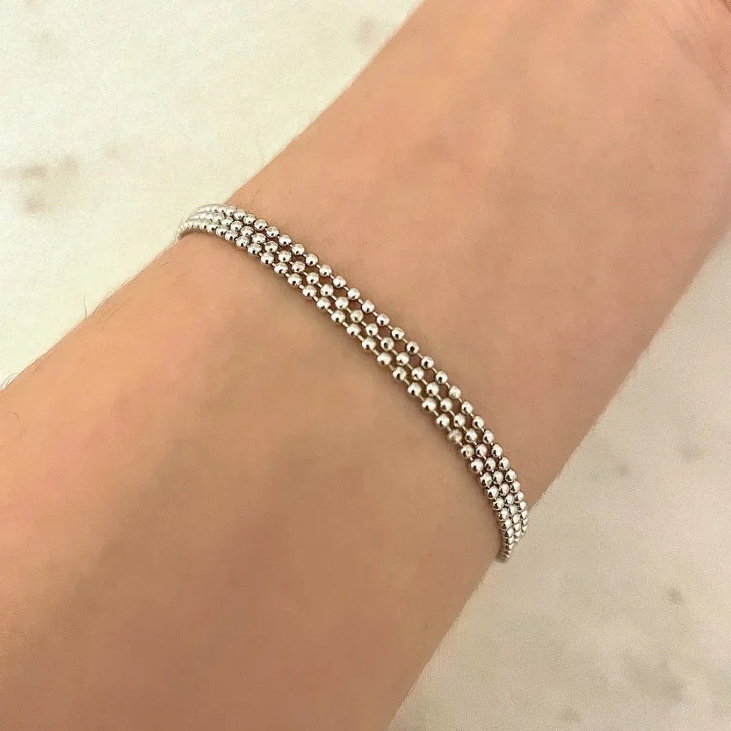 925 Sterling Silver Triple Layer Circle Bracelet Dainty Bracelet