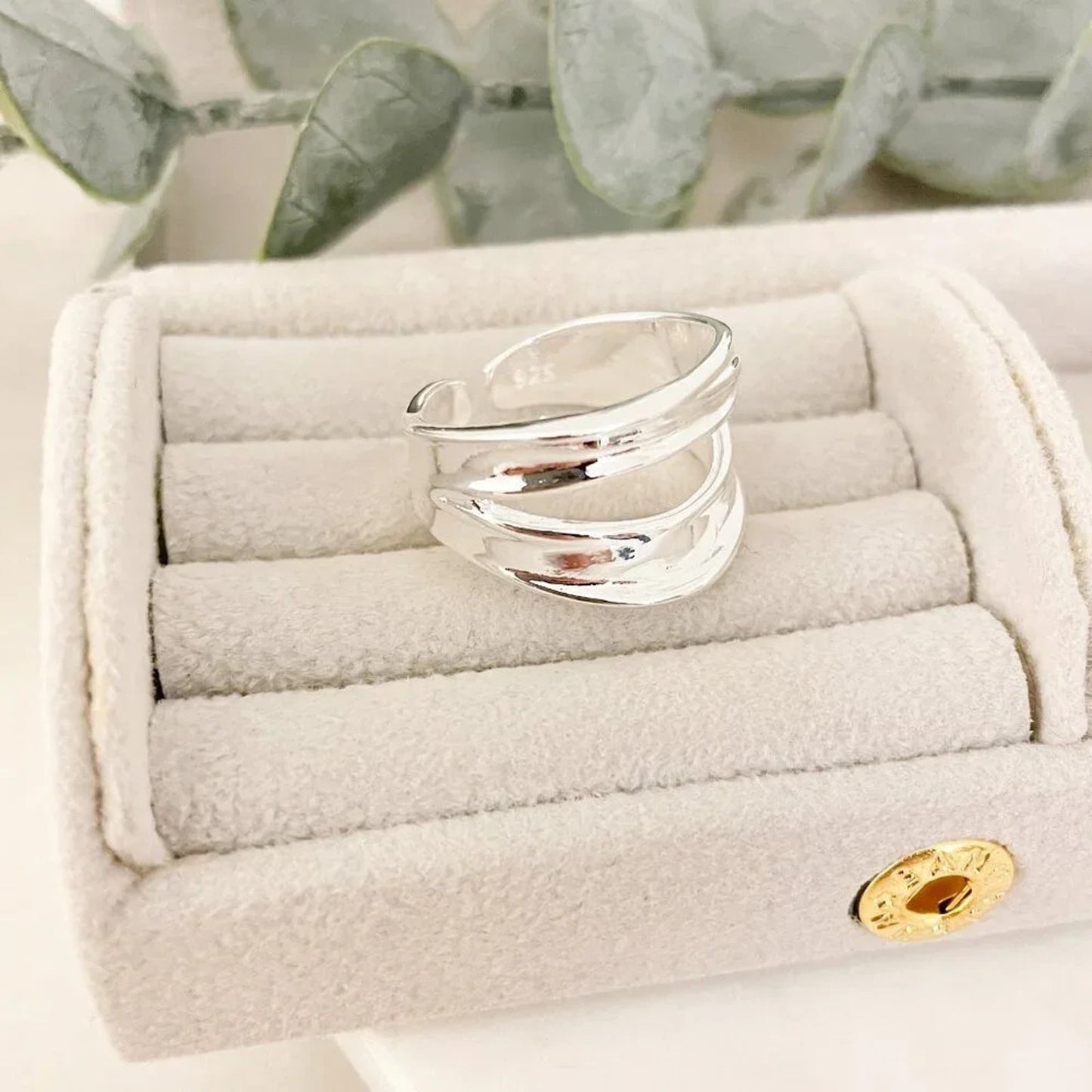 925 Sterling Silver Chunky Ring Layer Ring Large Bold Silver Statement Ring