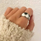 925 Sterling Silver Heart Ring Black & White Heart Ring Geometric Ring Band