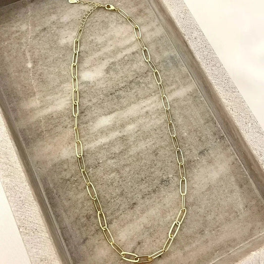 925 Sterling Silver Paperclip Necklace Minimalist Stacking Layer Necklace Gold