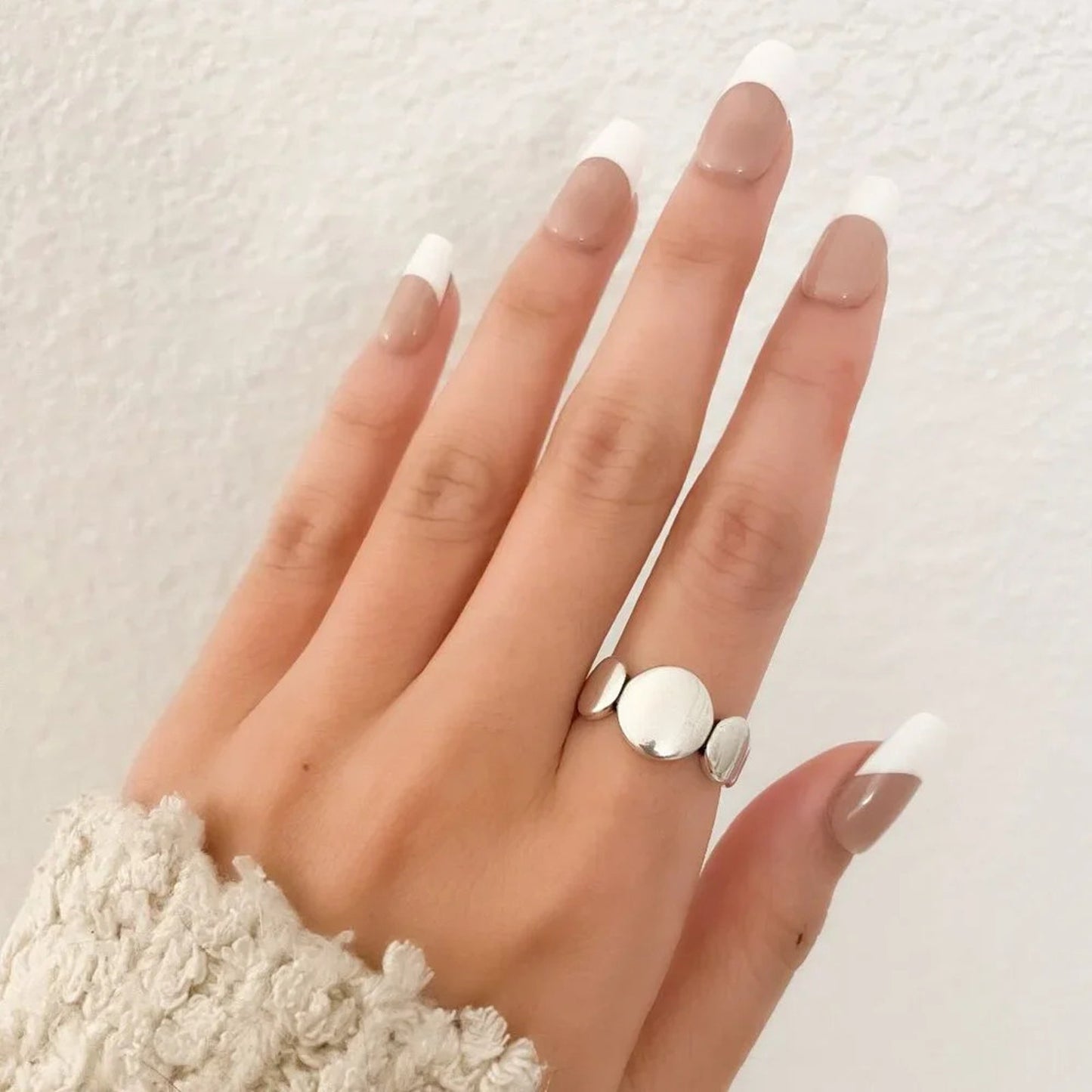 925 Sterling Silver Oval Ring Band Minimalist Ring Geometric Round Circle Ring