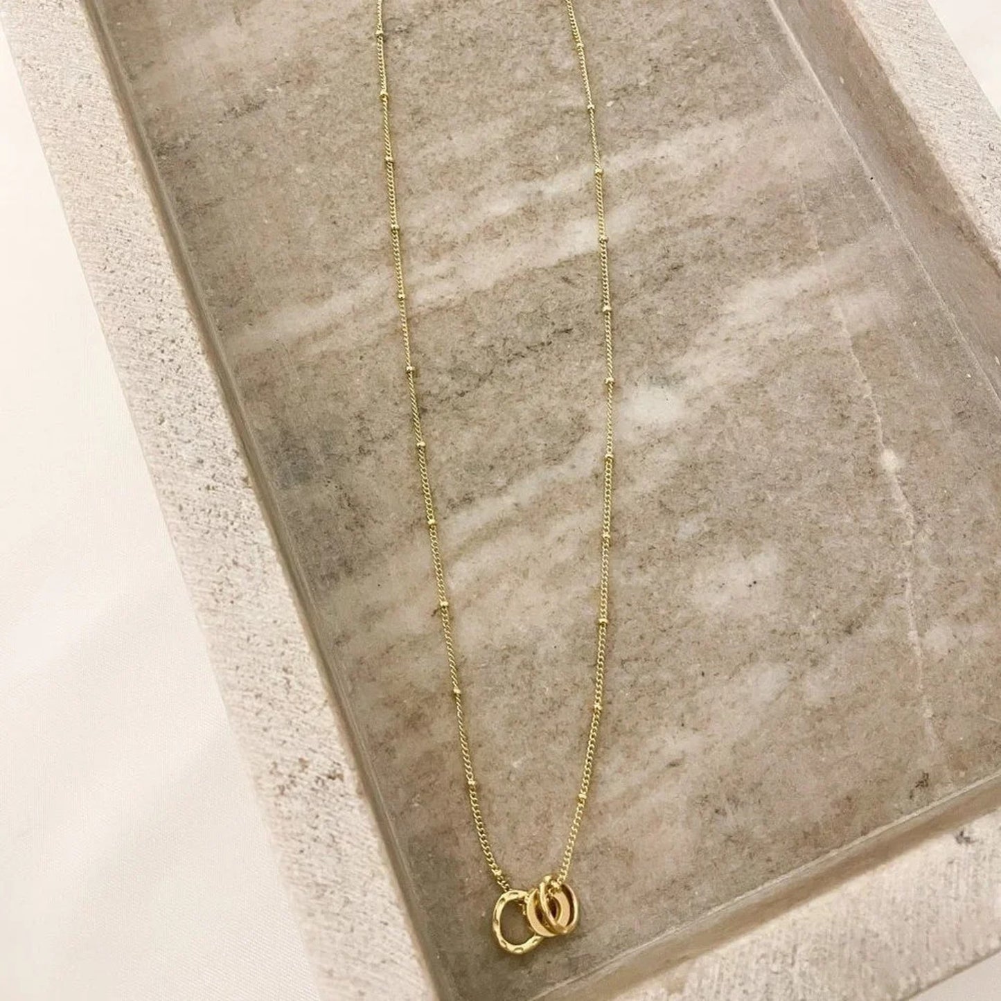 925 Sterling Silver Dainty Bead Satellite Chain Necklace Circle Pendant Necklace