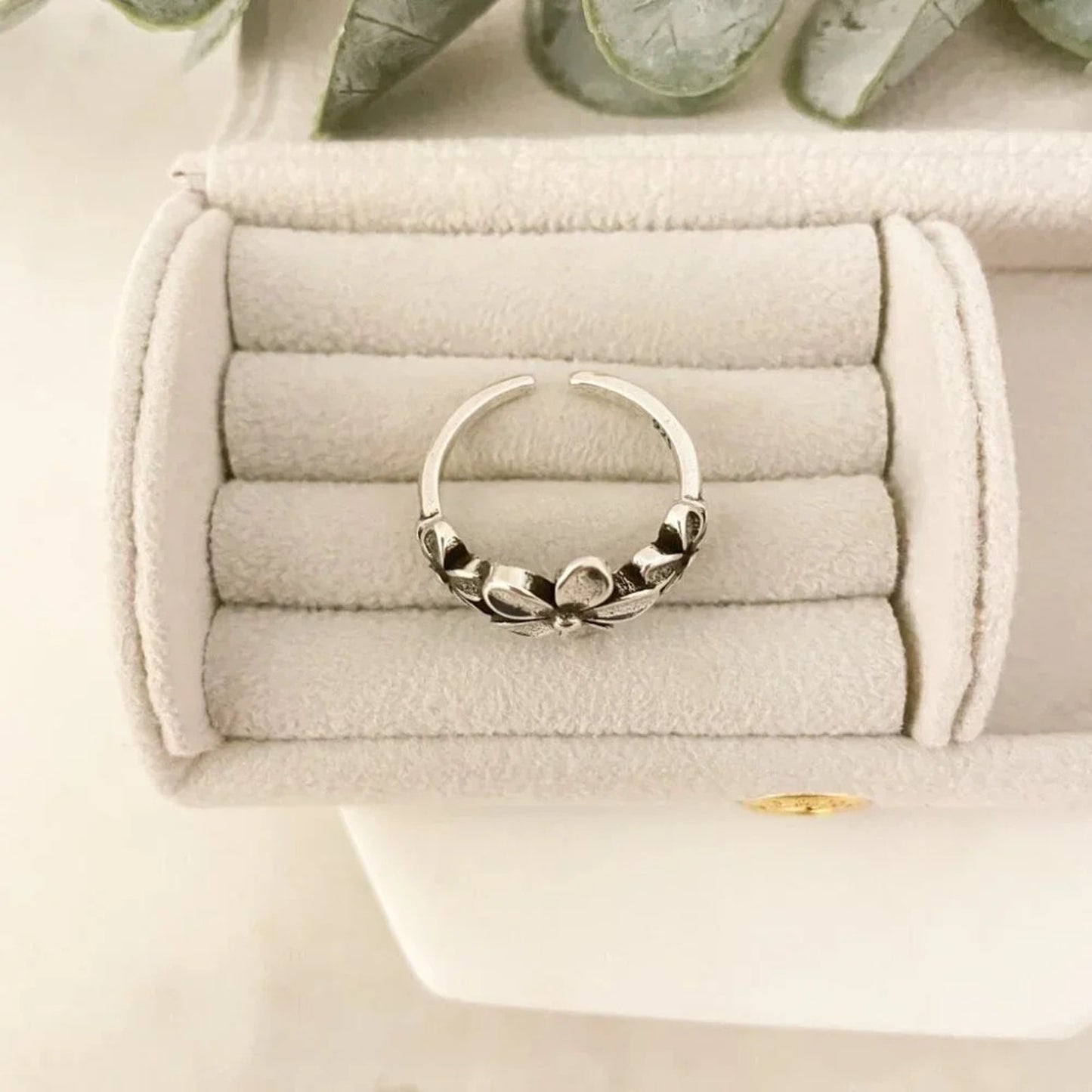 925 Sterling Silver Vintage Flower Ring Dainty Minimalist Ring
