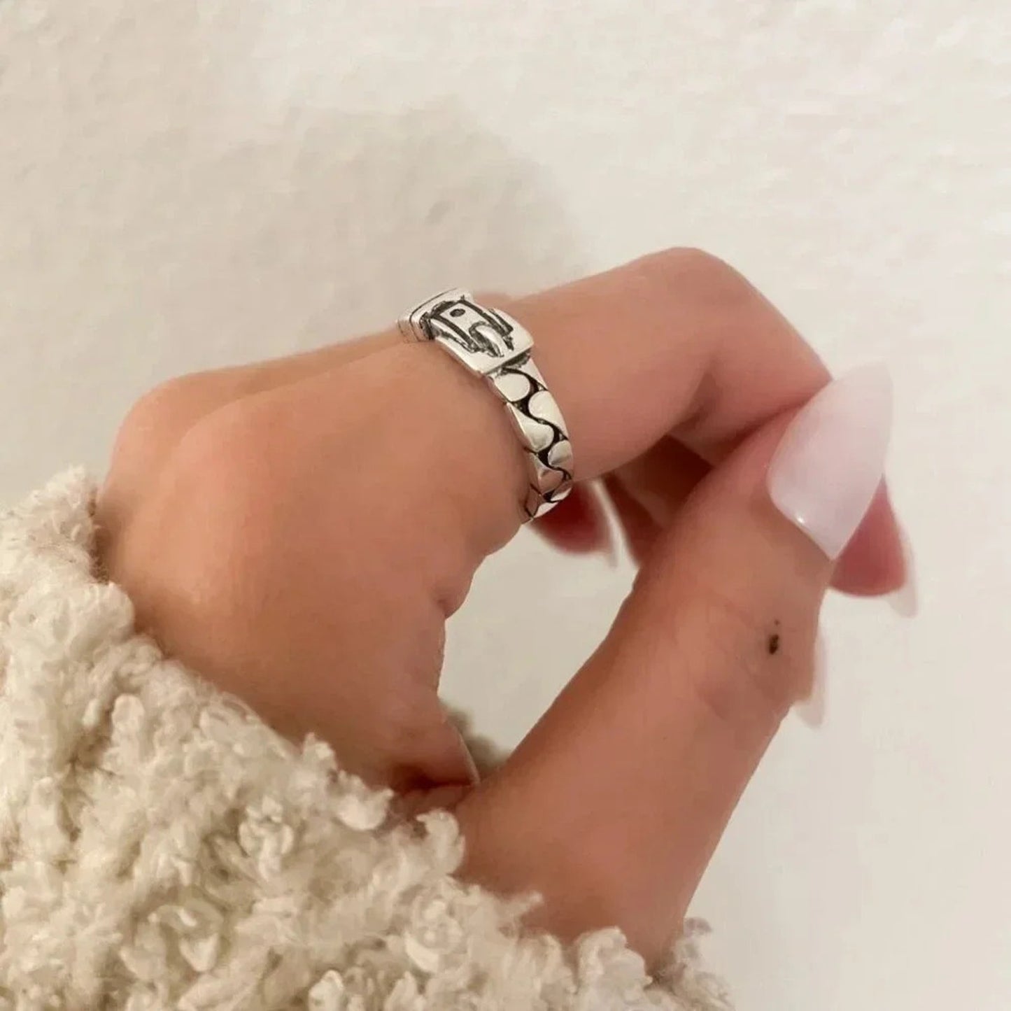 925 Sterling Silver Belt Ring Buckle Ring Cool Unique Ring Dainty Ring Band