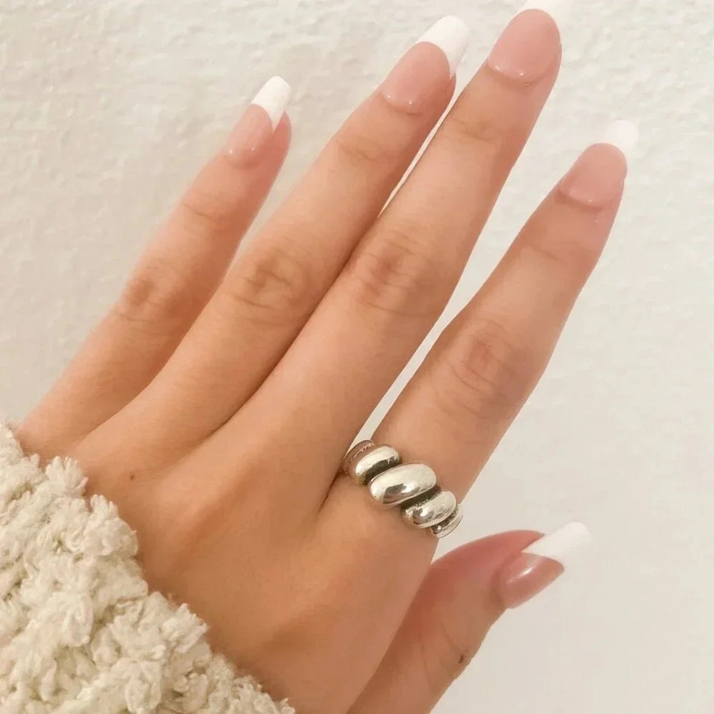 925 Sterling Silver Croissant Ring Minimalist Ring Modern Dainty Ring Band