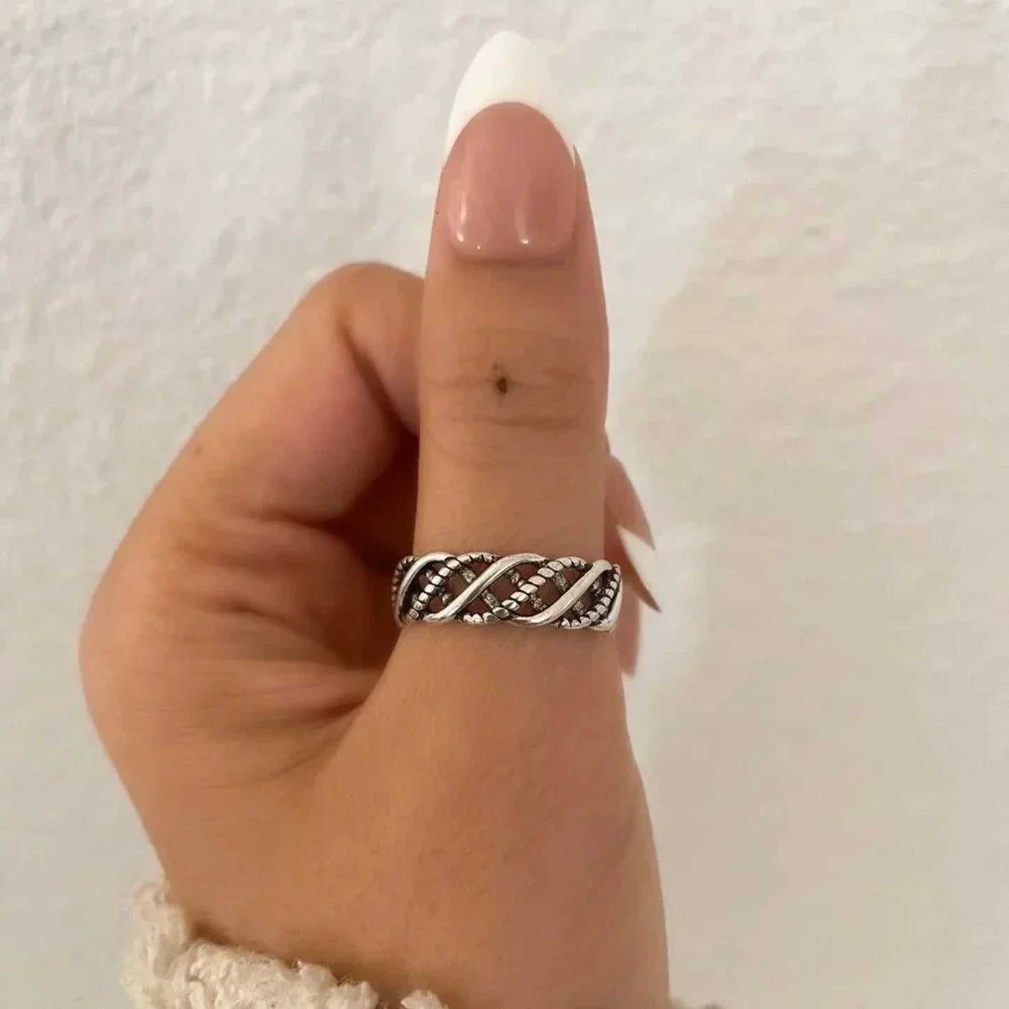 925 Sterling Silver Braided Ring Minimalist Dainty Twist Ring Stackable Ring