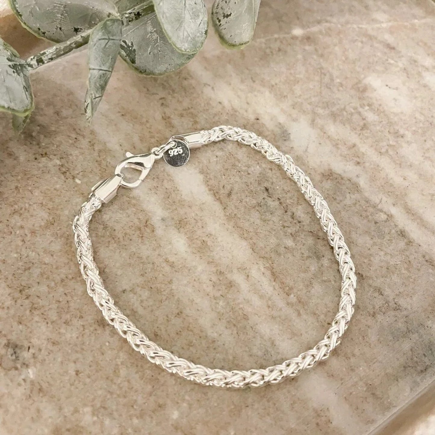 925 Sterling Silver Dainty Twist Chain Bracelet Stackable Chain Bracelet