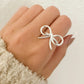 925 Sterling Silver Large Bow Ring Silver Statement Ring Ribbon Ring Bow Ring