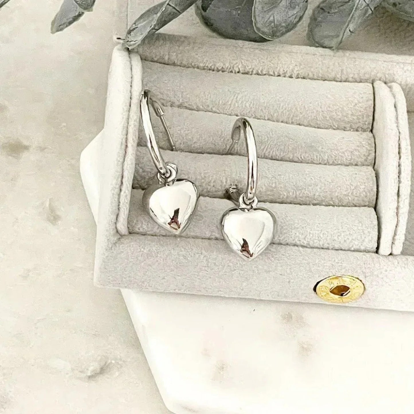 925 Sterling Silver Heart Huggies Heart Hoop Earrings Chunky Hoop Earrings