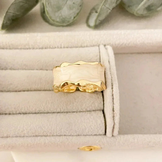 925 Sterling Silver Gold Ring Wavy Modern Ring Geometric Ring Band