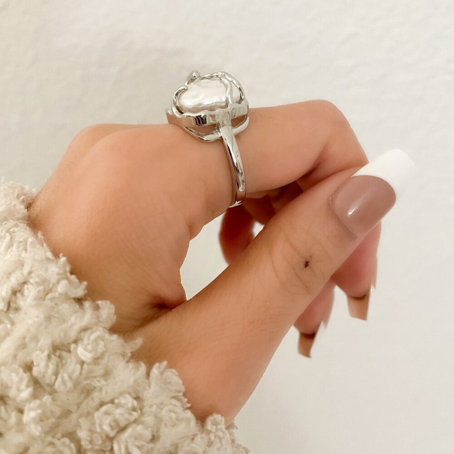 925 Sterling Silver Chunky Ring Square Boho Silver Statement Ring Unique Ring