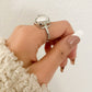 925 Sterling Silver Chunky Ring Square Boho Silver Statement Ring Unique Ring