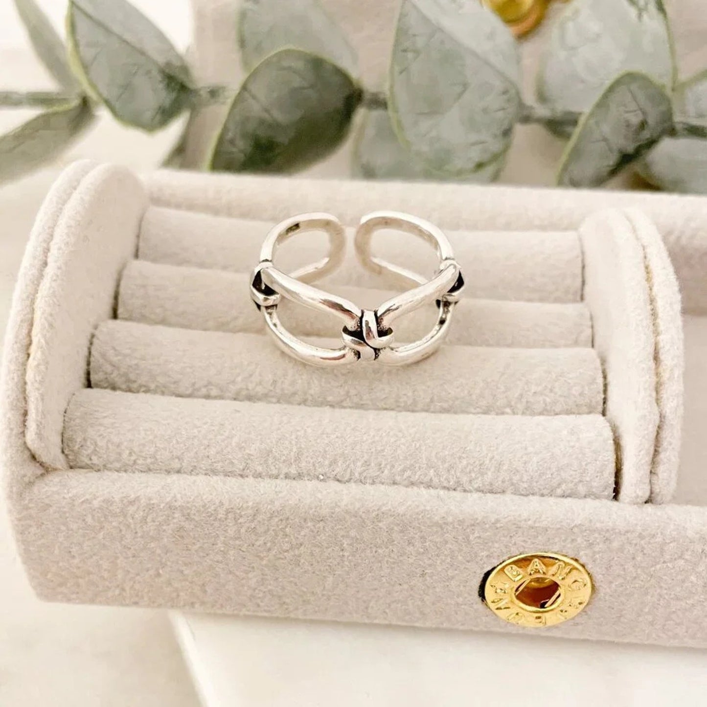 925 Sterling Silver Minimalist Ring Buckle Ring Layer Ring Knot Ring
