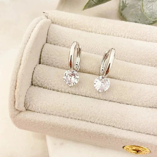 925 Sterling Silver Diamond Huggie Earrings Small Hoop Earrings Dainty Hoops