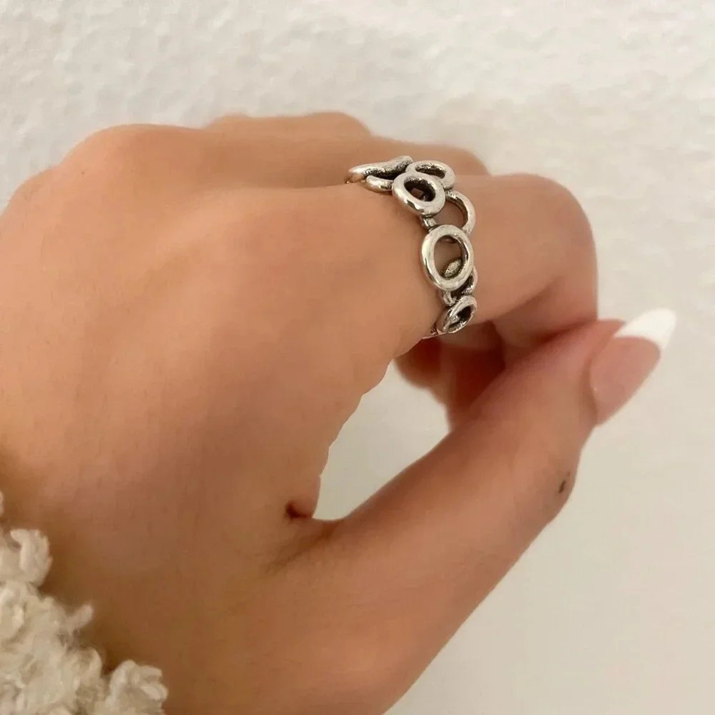 925 Sterling Silver Circle Ring Cutout Ring Minimalist Ring Dainty Ring Band