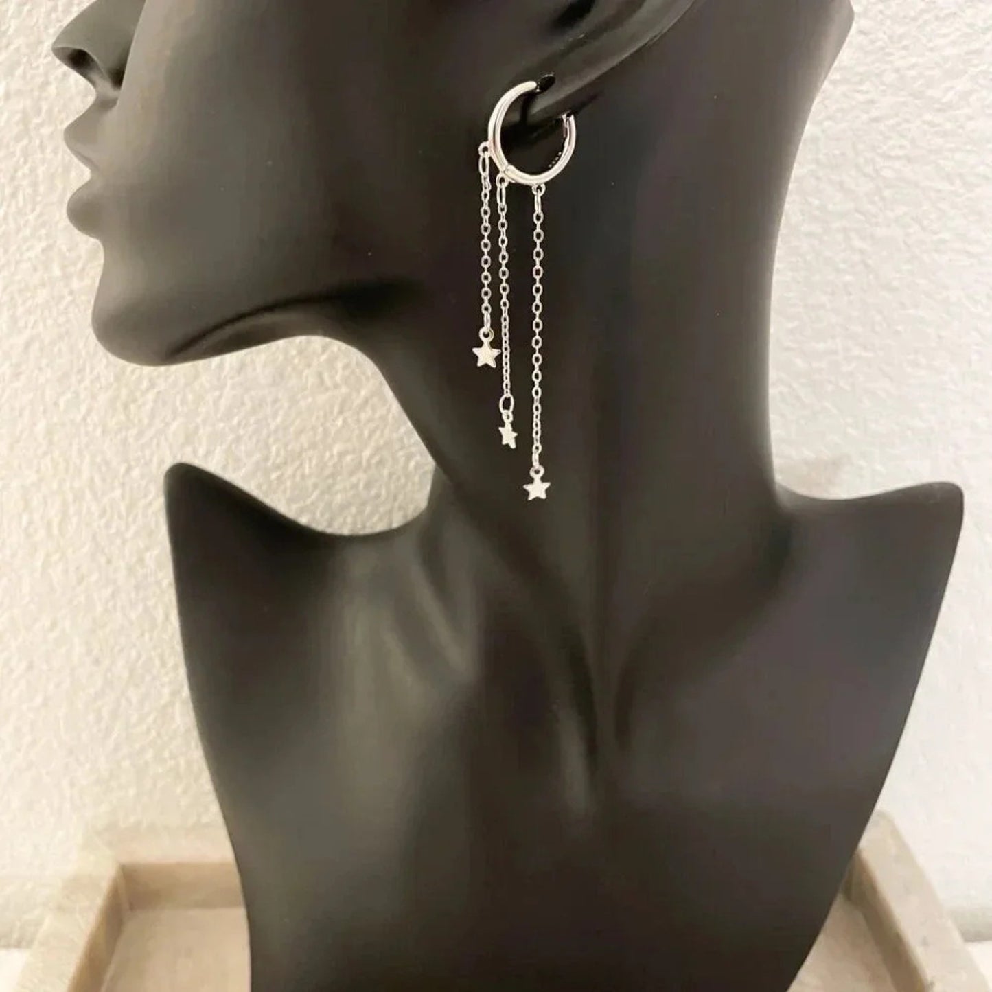 925 Sterling Silver Star Huggie Earrings Dangle Star Drop Earrings Hoop Huggies