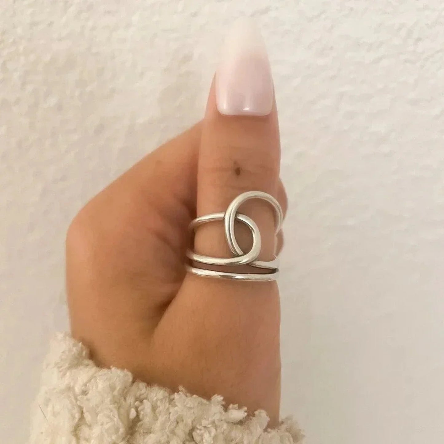925 Sterling Silver Big Knot Statement Ring Dainty Adjustable Ring Twist Ring