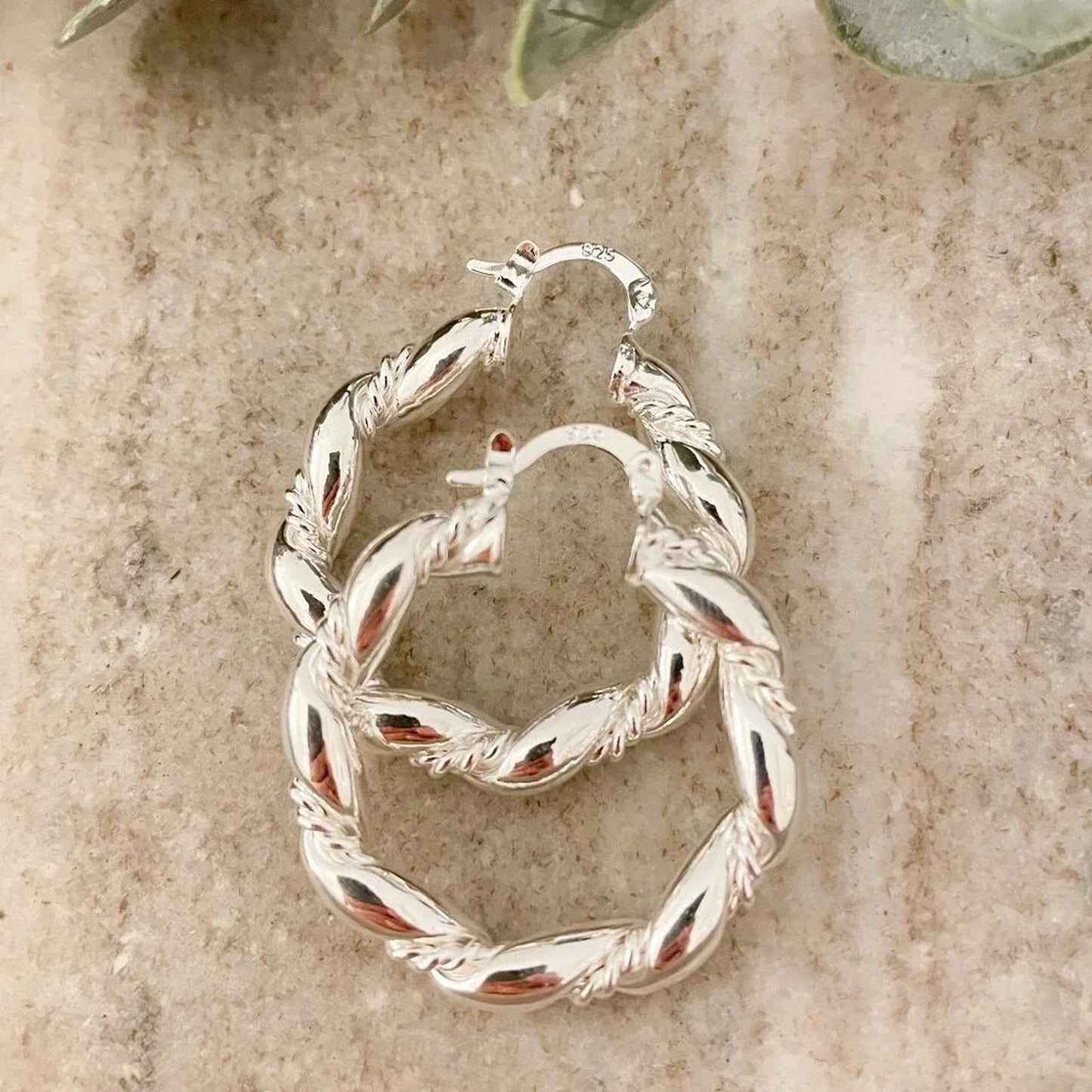 925 Sterling Silver Hoop Earrings Twist Circle Hoop Earrings Silver Small Hoops