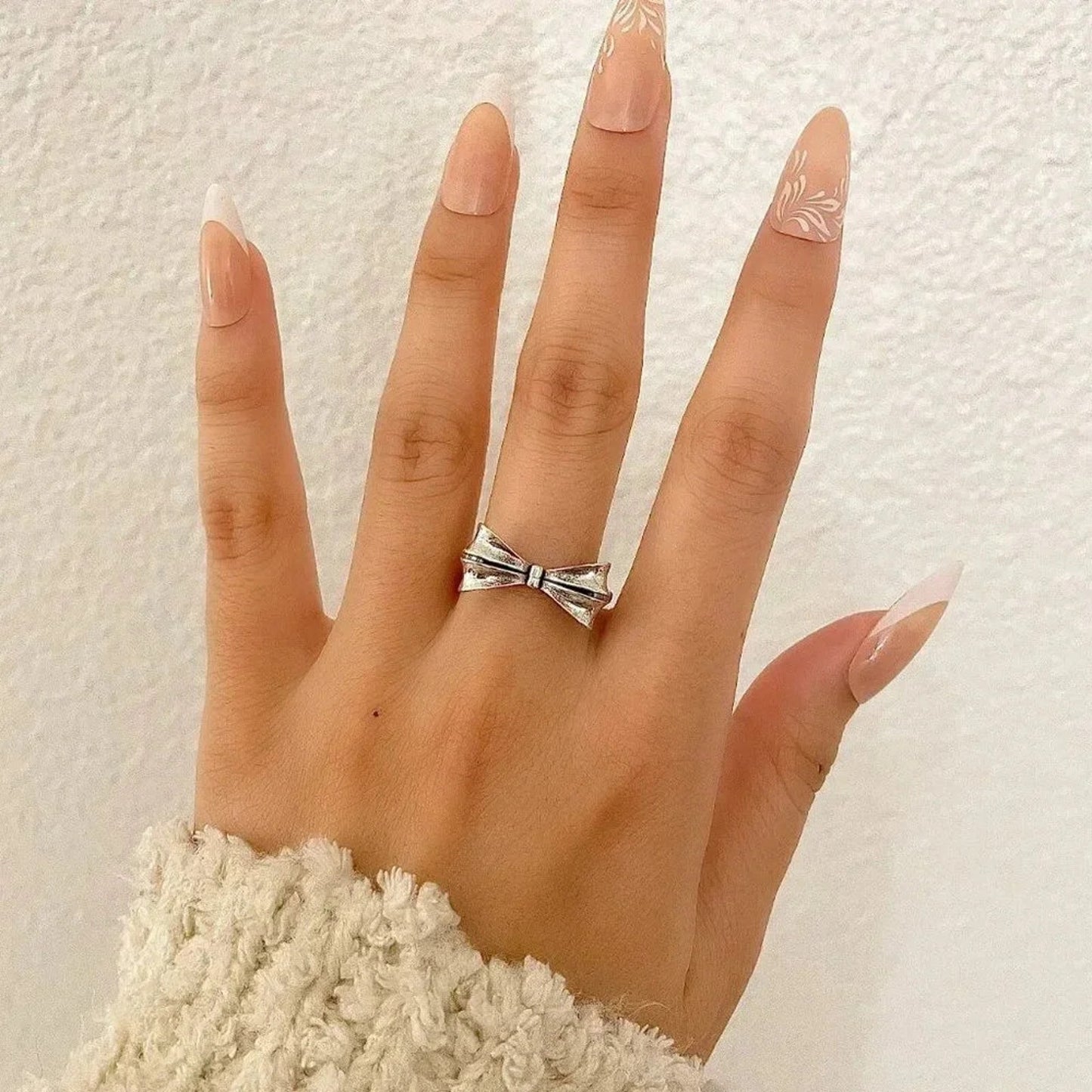 925 Sterling Silver Bow Ring Minimalist Ring Dainty Ring Band Stackable Ring