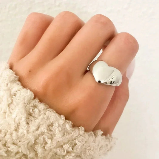 925 Sterling Silver Heart Ring Minimalist Dainty Ring Modern Ring Band