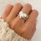 925 Sterling Silver Textured Foil Heart Ring Geometric Ring Silver Heart Ring