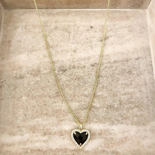 925 Sterling Silver Black Heart Diamond Necklace Dainty Gold Heart Necklace