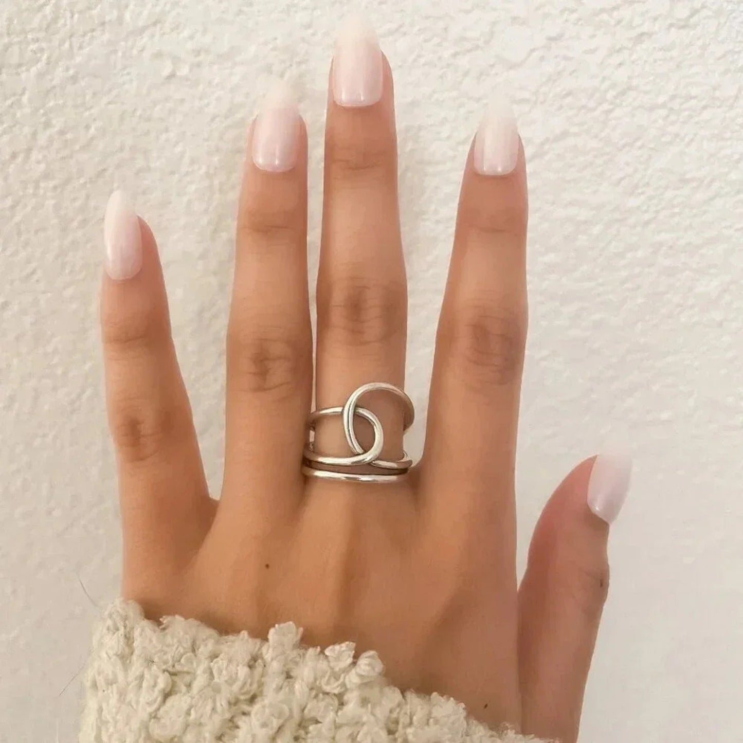 925 Sterling Silver Big Knot Statement Ring Dainty Adjustable Ring Twist Ring