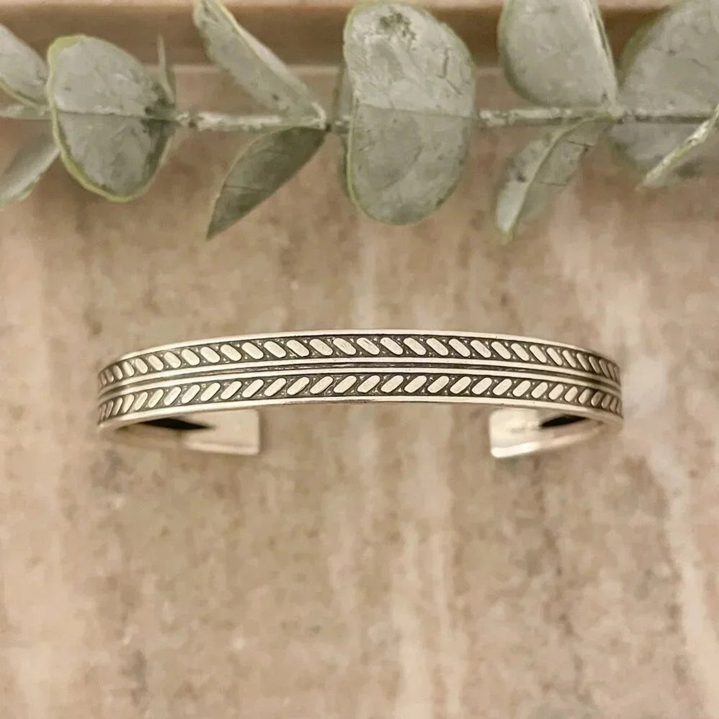 925 Sterling Silver Mens Bangle Bracelet Vintage Cuff Bracelet