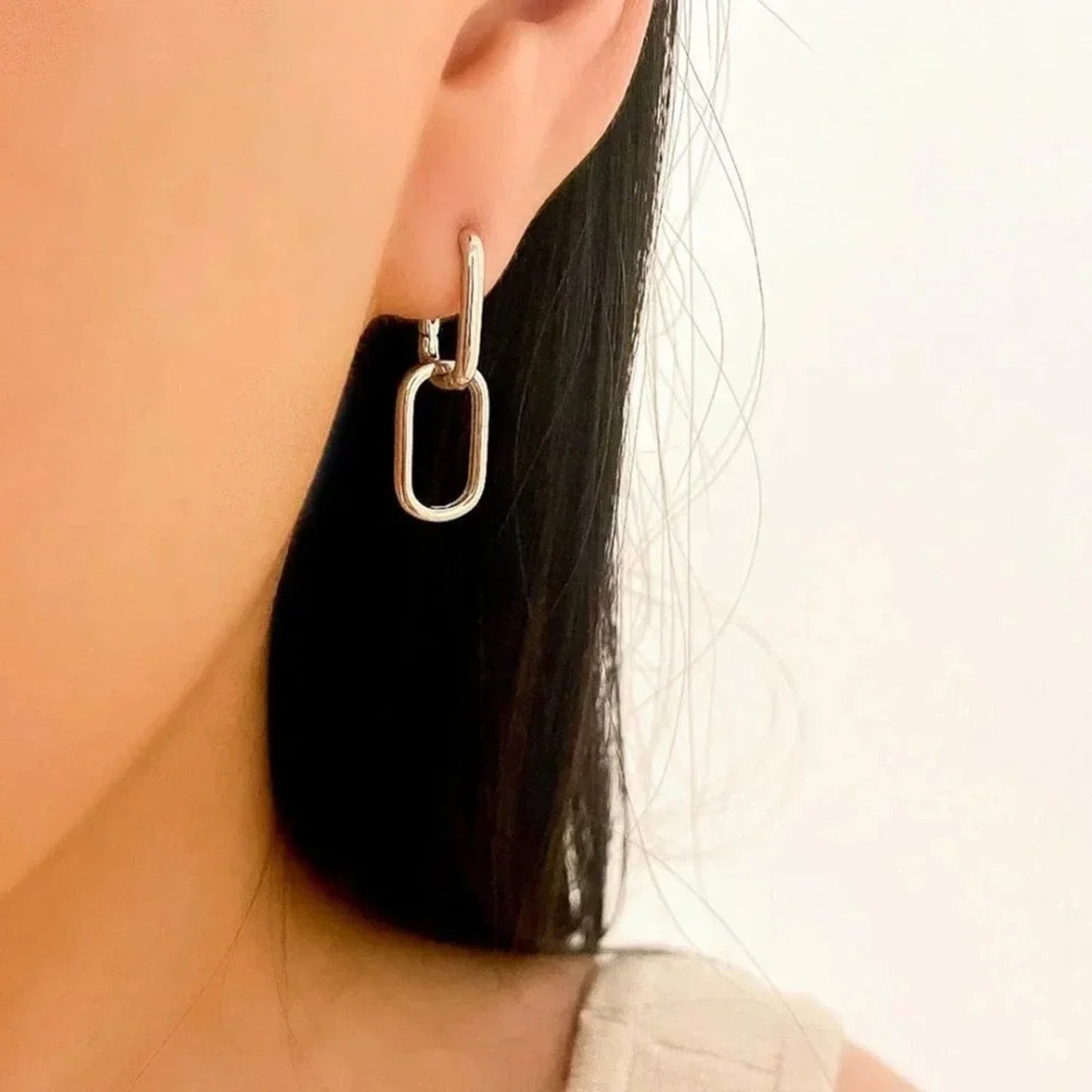 925 Sterling Silver Link Earrings Dangle Chain Earrings Minimalist Earrings