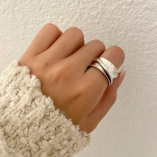 925 Sterling Silver Chunky Bold Statement Ring Thick Wide Ring Band