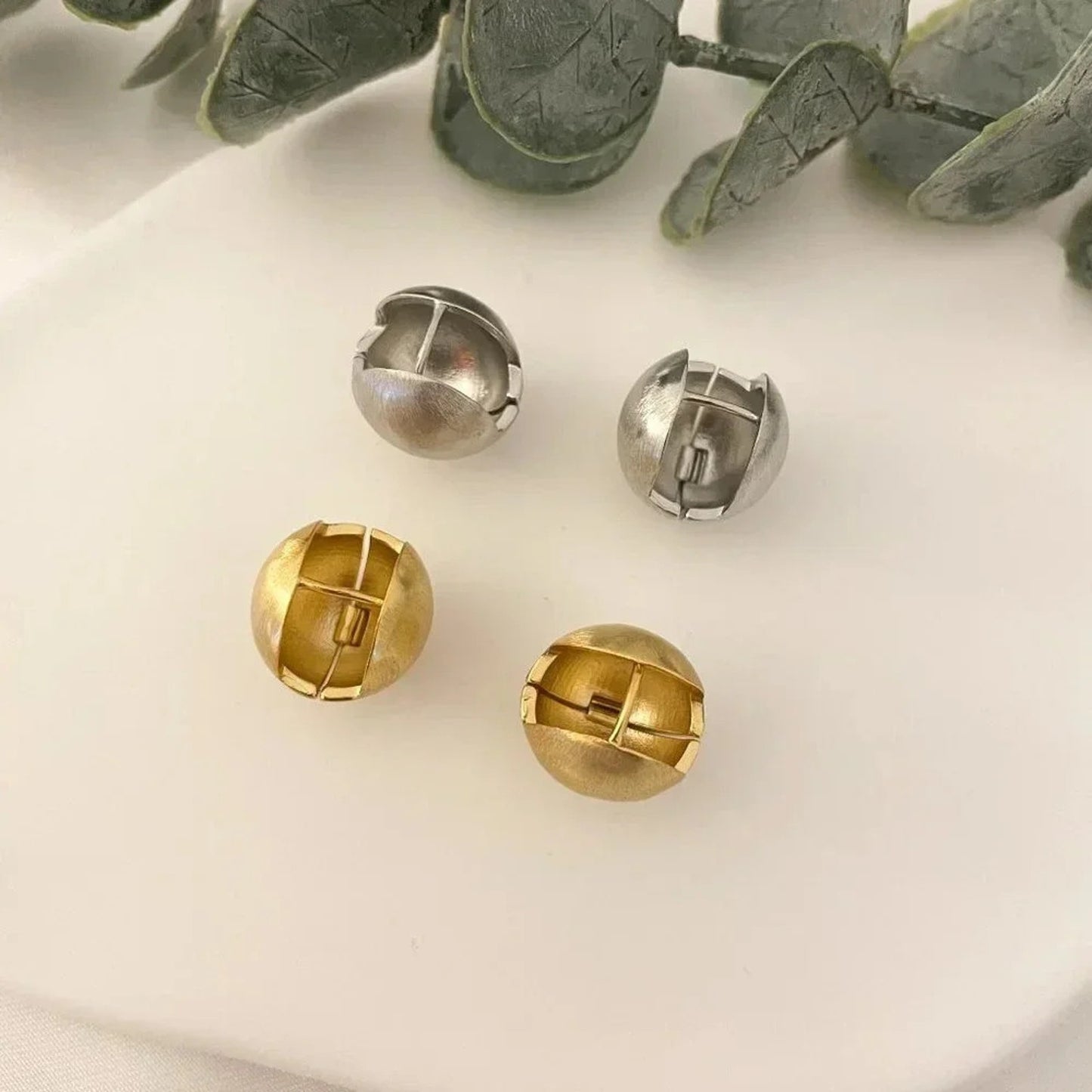 925 Sterling Silver Matte Ball Earrings Sphere Round Huggie Earrings