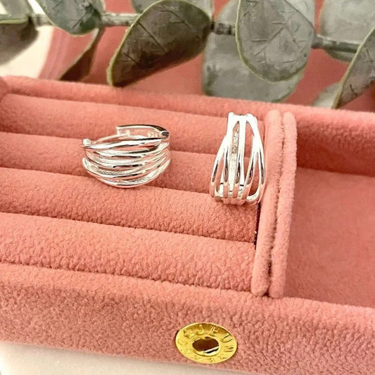 925 Sterling Silver Multi Layer Huggie Earrings Small Silver Huggie Hoop Earring