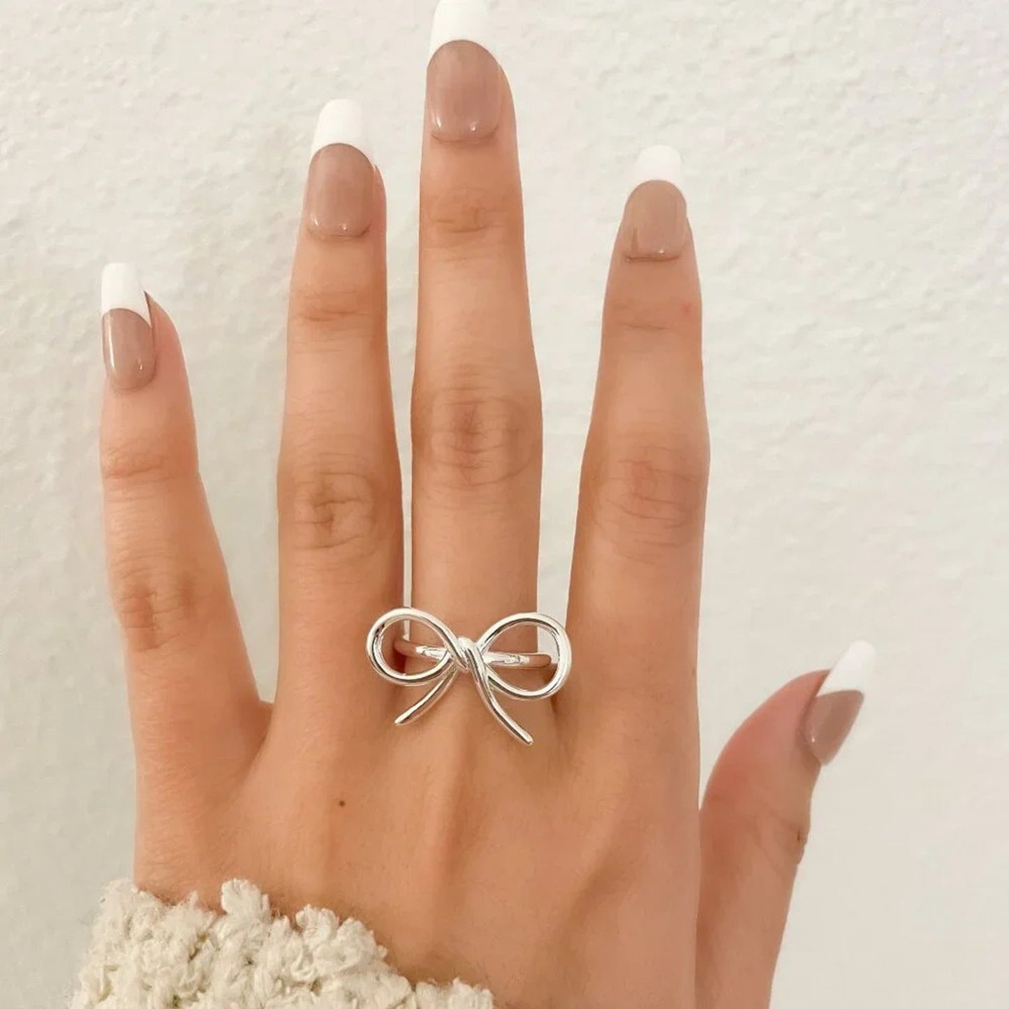 925 Sterling Silver Large Bow Ring Silver Statement Ring Ribbon Ring Bow Ring