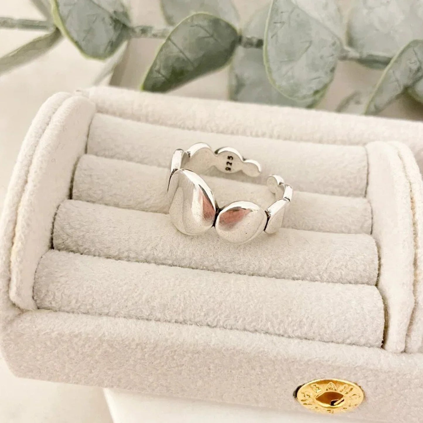 925 Sterling Silver Oval Ring Band Minimalist Ring Geometric Round Circle Ring