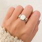 925 Sterling Silver Oval Ring Band Minimalist Ring Geometric Round Circle Ring