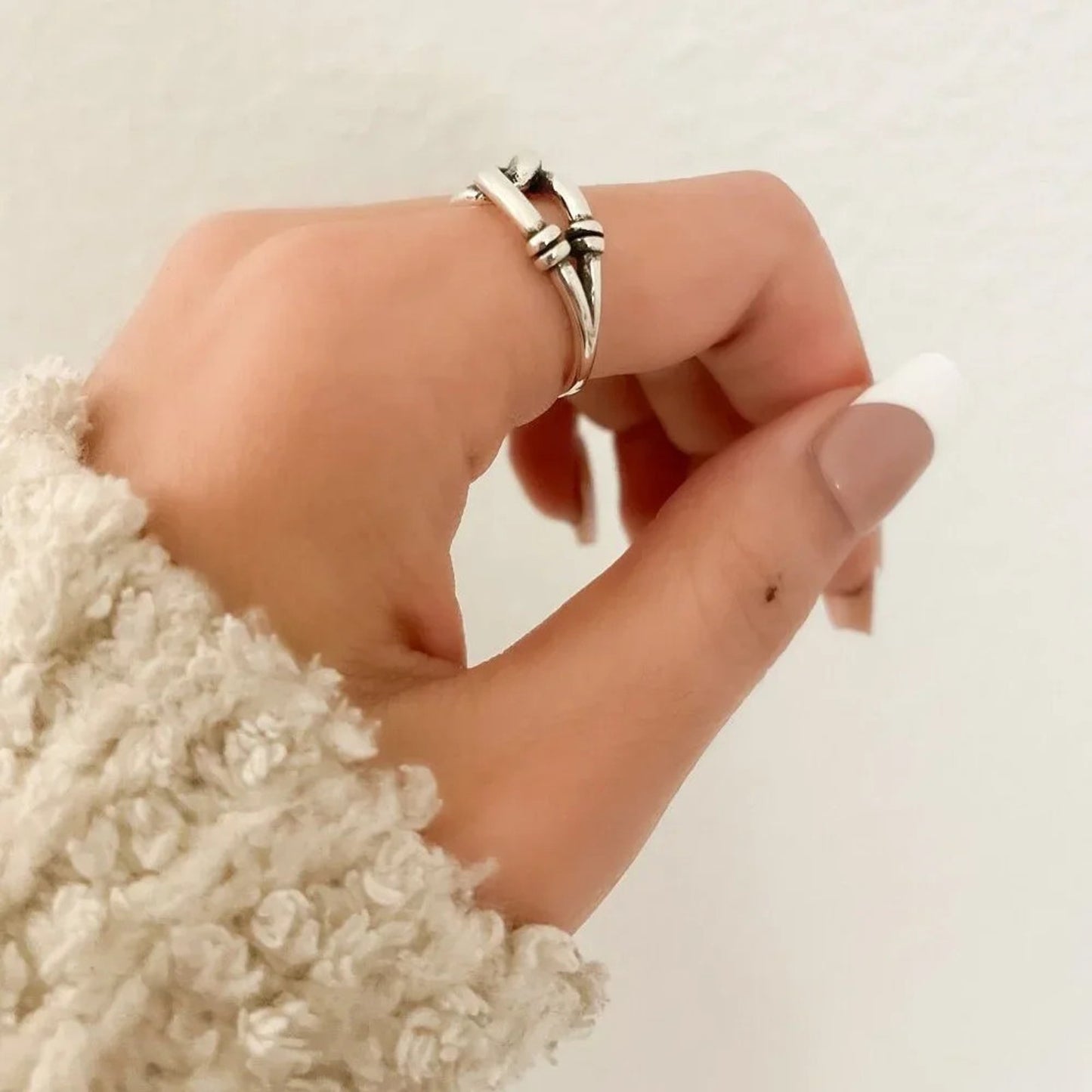 925 Sterling Silver Dainty Wrap Ring Minimalist Ring Twist Ring Buckle Ring