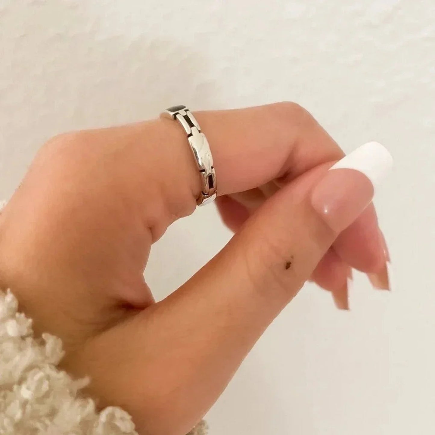 925 Sterling Silver Minimalist Black Bar Ring Thin Stackable Ring Dainty Ring
