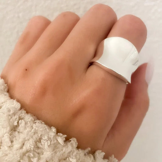 925 Sterling Silver Chunky Silver Ring Thick Wide Ring Band Statement Ring
