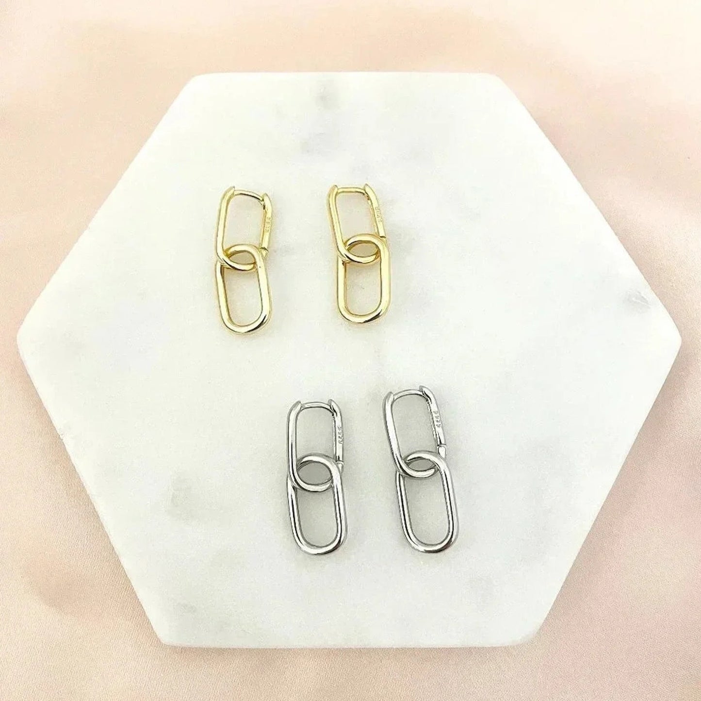 925 Sterling Silver Link Earrings Dangle Chain Earrings Minimalist Earrings