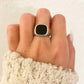 925 Sterling Silver Black Square Ring Chunky Ring Oval Ring Thick Ring