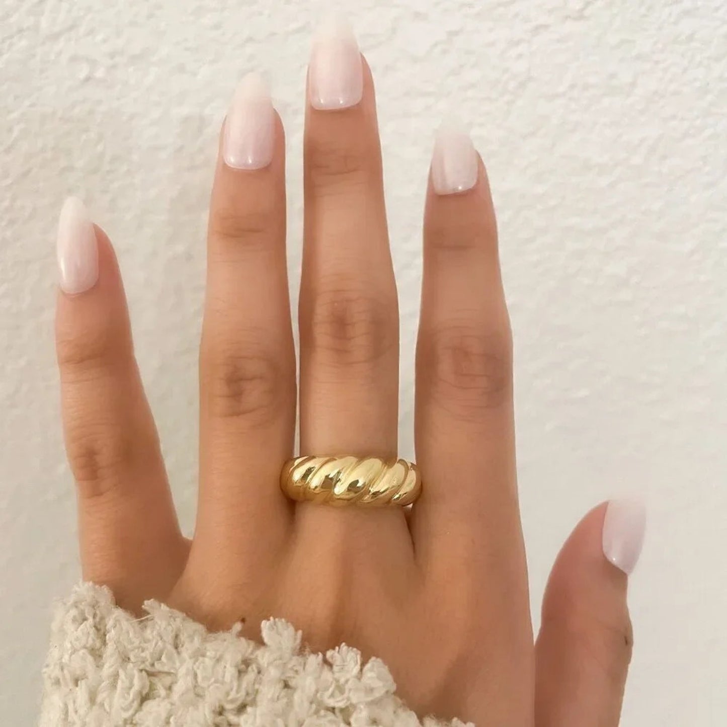 925 Sterling Silver Croissant Ring Statement Ring Chunky Thick Ring